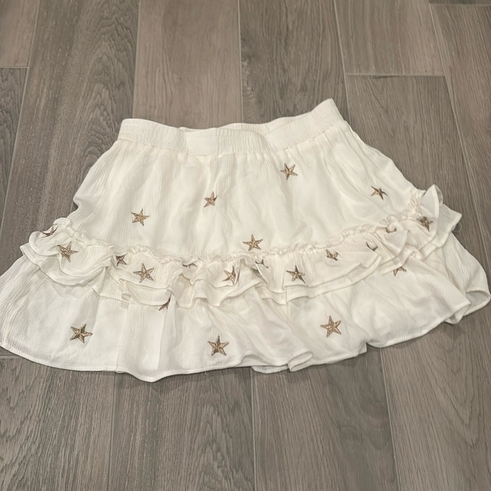 Storia Women’s White Skirt With Gold Stars Size S